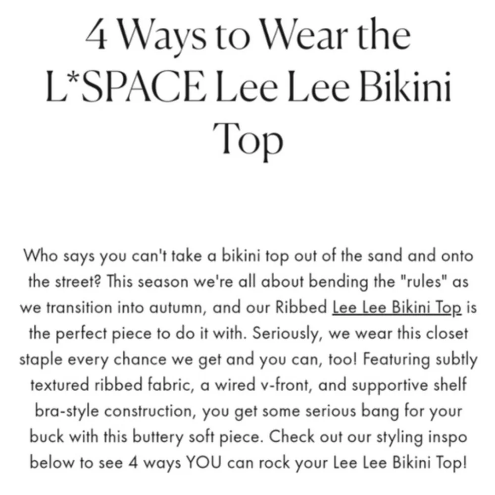 L*Space Lee Lee Pointelle Ribbed Rib Bikini Top